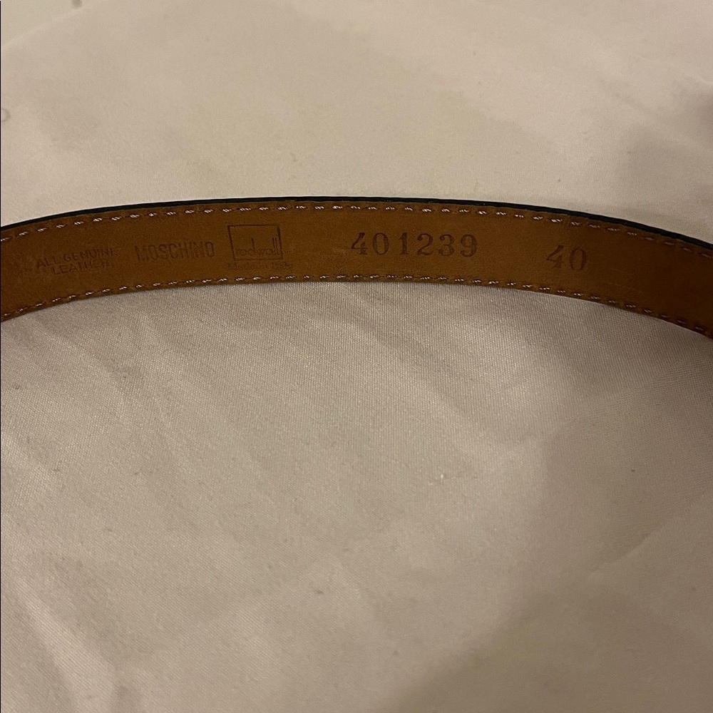 Vintage Moschino Gold Heart Buckle Black Belt - Picture 7 of 8